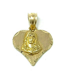 14k Yellow Gold Jesus Christ Face Heart Religious Charm Pendant 1.2 grams