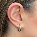 Italian 14k Yellow & White Gold Polished Small Thin Hollow Hoop Earrings