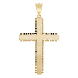 14k Yellow Gold Solid Diamond Cut Satin Cross Pendant 2.4" 6.9 grams