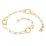 Italian 14k Yellow Gold Oval & Paperclip Link Bracelet 7" 6.2mm 3.1 grams