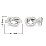 Italian 14k White Gold Shiny Petite Pretzel Love Knot Tubular Stud Earrings - White,Medium
