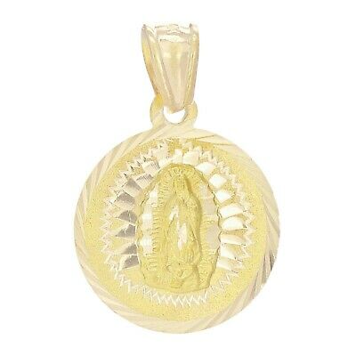 14K Yellow Gold Mother Mary Lady of Guadalupe Medal Charm Pendant 3.1g