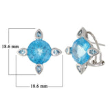14k White Gold Blue Topaz Floral Earrings