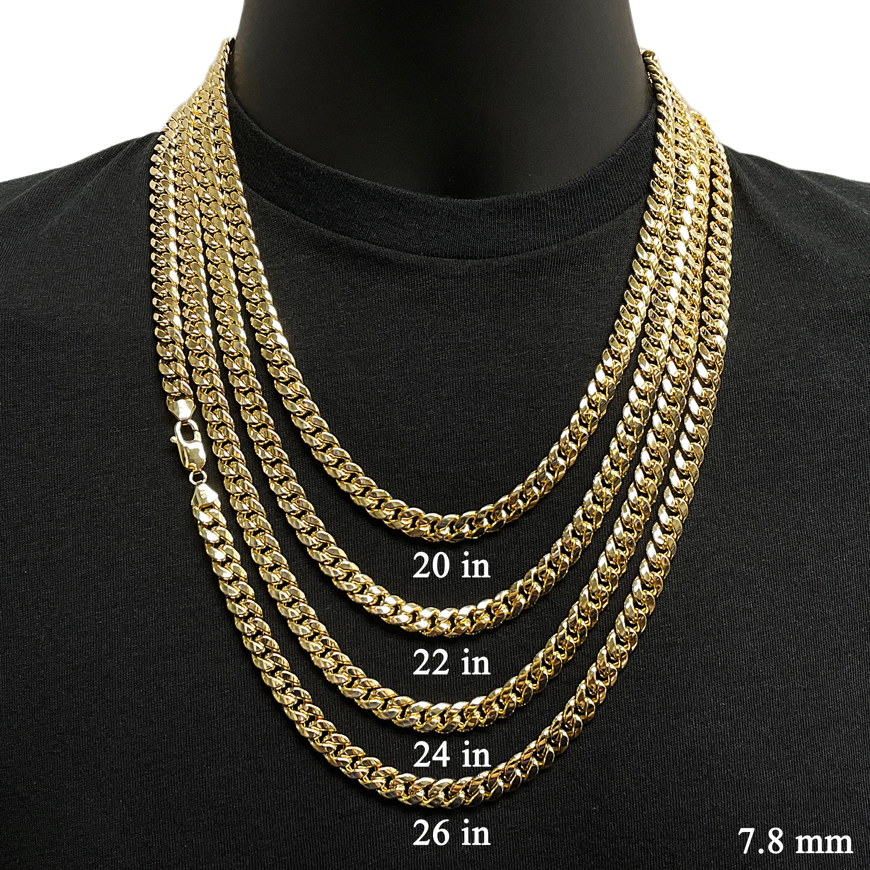 Italian 14k Yellow Gold Hollow Miami Cuban Chain Necklace 20" 7.8mm 33.2 grams - 20" 33.2 grams