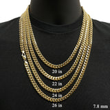 Italian 14k Yellow Gold Hollow Miami Cuban Chain Necklace 20" 7.8mm 33.2 grams - 20" 33.2 grams