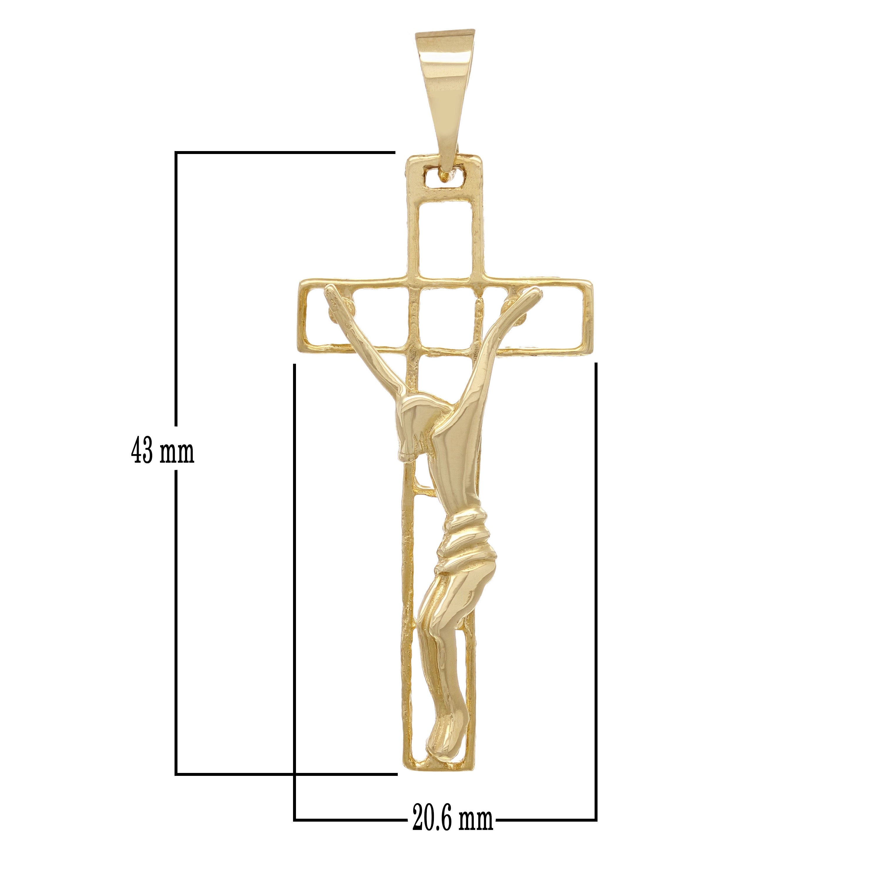 14k Yellow Gold Jesus Christ Crucifix Cross Religious Charm Pendant 2" 3.6 grams - Yellow
