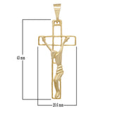 14k Yellow Gold Jesus Christ Crucifix Cross Religious Charm Pendant 2" 3.6 grams - Yellow
