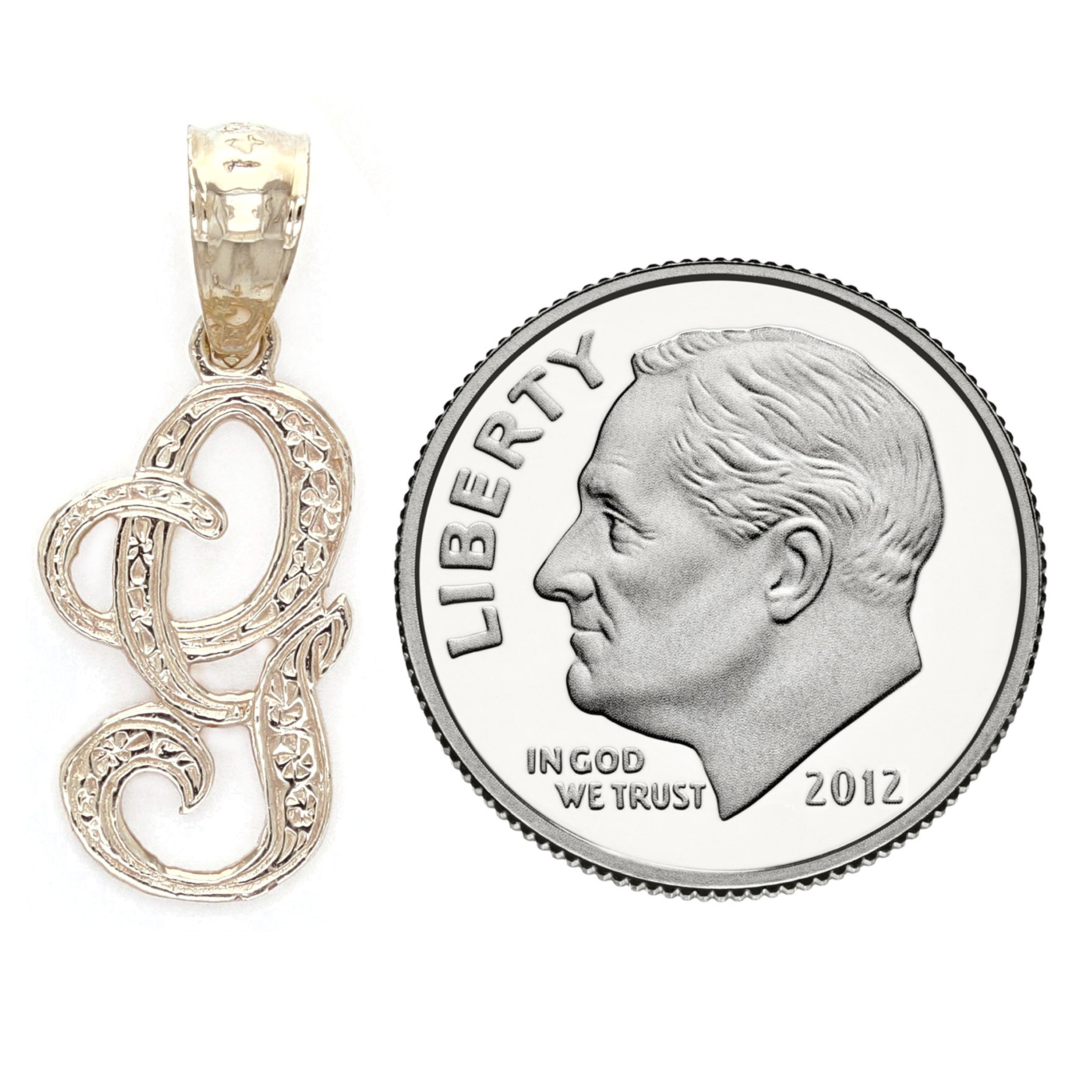 14k Yellow Gold Initial Letter G Alphabet Charm Pendant - Letter G,Yellow