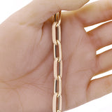 Italian 14k Yellow Gold Plain & Satin Finish Paper Clip Bracelet 7.75" 9.2mm 7g