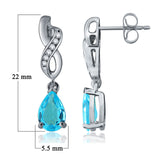 14k White Gold Swiss Blue Topaz & Diamond Accent Twist Drop Earrings