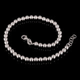 Italian 14k White Gold Hollow Ball Bead Bracelet 8" 4mm 3 grams - White