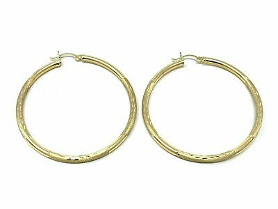 14k Yellow Gold Hollow Hoop Loop Round Earrings 2" 3.15mm 5.8 grams