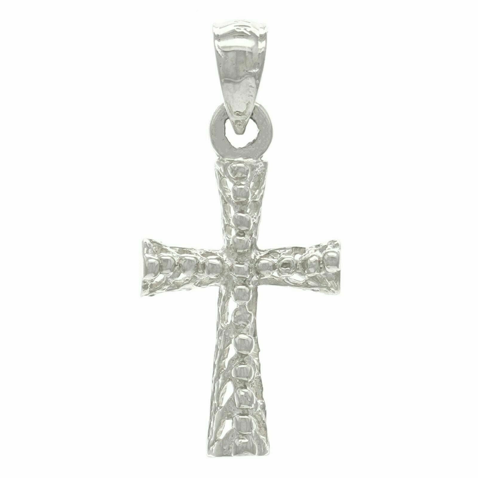 14k White Gold Cross Charm Pendant Religious 1" 1.4 grams - White