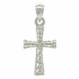 14k White Gold Cross Charm Pendant Religious 1" 1.4 grams - White
