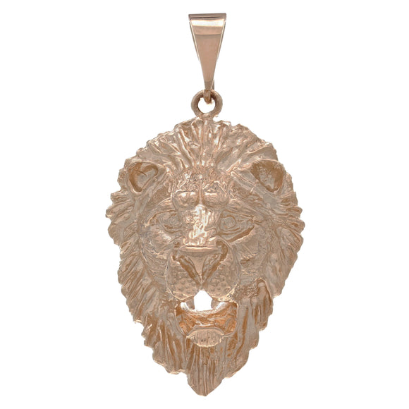 14k Rose Gold Solid Lion Head Lion Face Charm Pendant 1.6