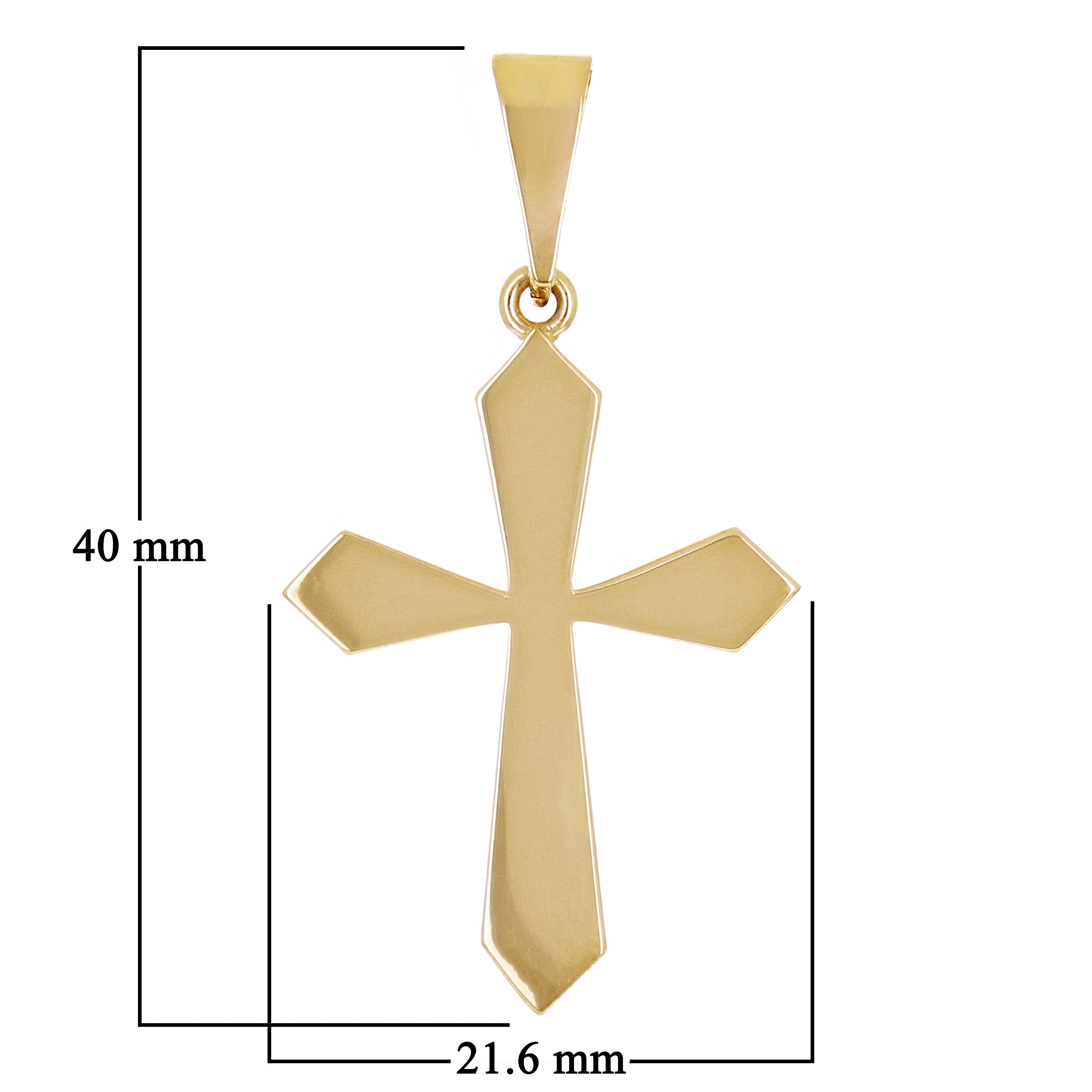 14k Yellow Gold Solid High Polish 3D Passion Cross Charm Pendant 1.6" 4.2 grams