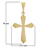 14k Yellow Gold Solid High Polish 3D Passion Cross Charm Pendant 1.6" 4.2 grams