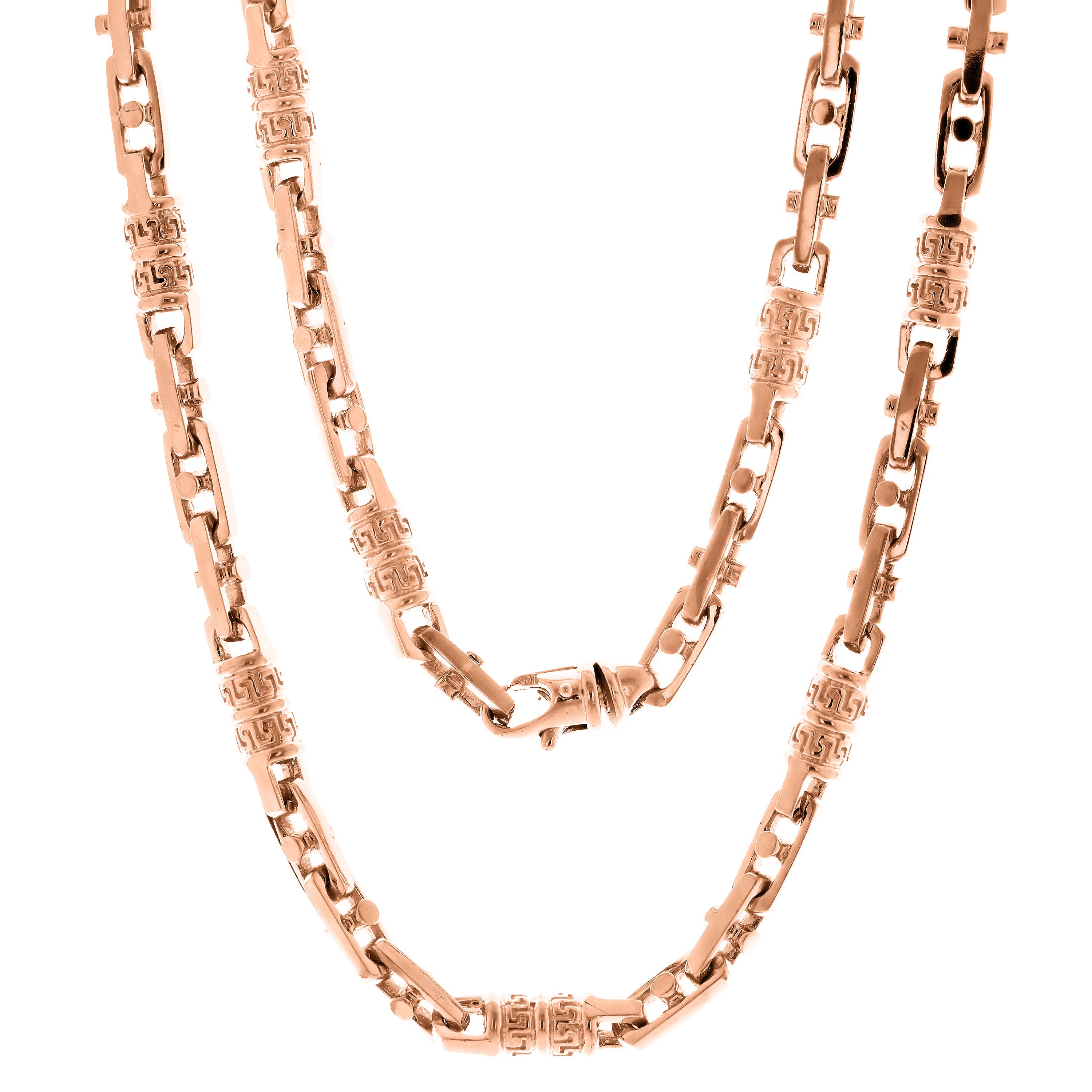 14k Rose Gold Handmade Fashion Link Necklace 28" 7.55mm - Rose,28"