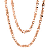 14k Rose Gold Handmade Fashion Link Necklace 28" 7.55mm - Rose,28"