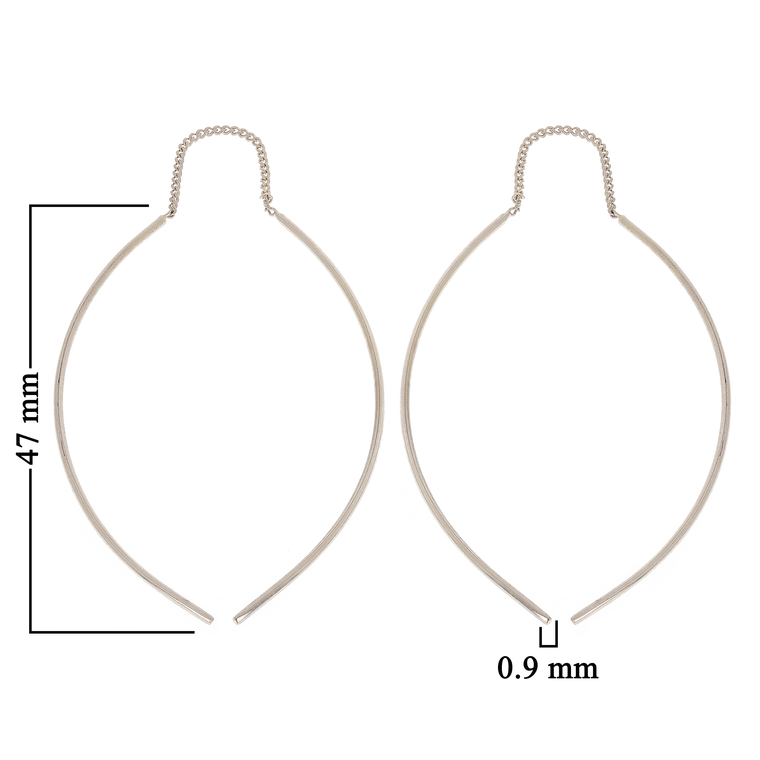 14k White Gold Drop Dangle Double Curved Stick Bar Earrings - White