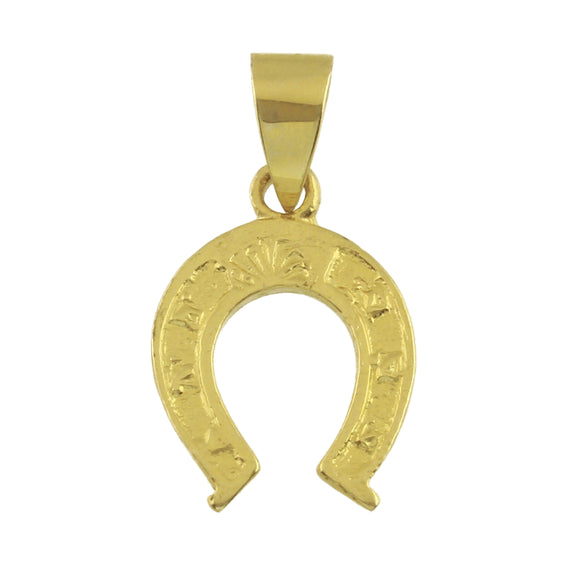 14k Yellow Gold Solid Small Horse Shoe Charm Pendant 1 gram - Yellow