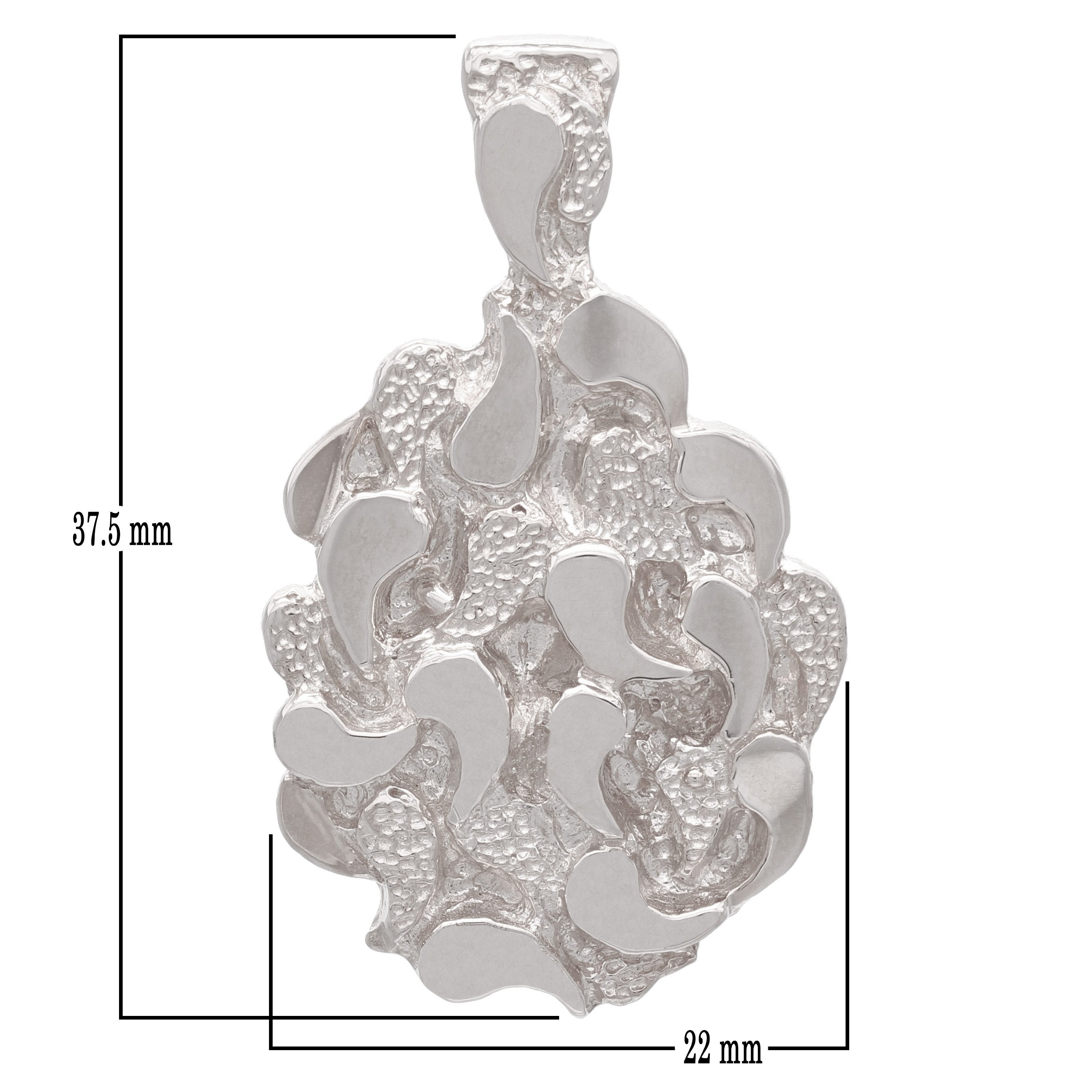 10k White Gold Big Oval Shape Chunky Nugget Charm Pendant 1.45" 10 grams - White