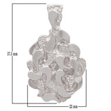 10k White Gold Big Oval Shape Chunky Nugget Charm Pendant 1.45" 10 grams - White