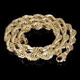 Men's Solid 10k Yellow Gold Diamond Cut Rope Chain Necklace 24" 9mm 139 grams - 24" 139 grams