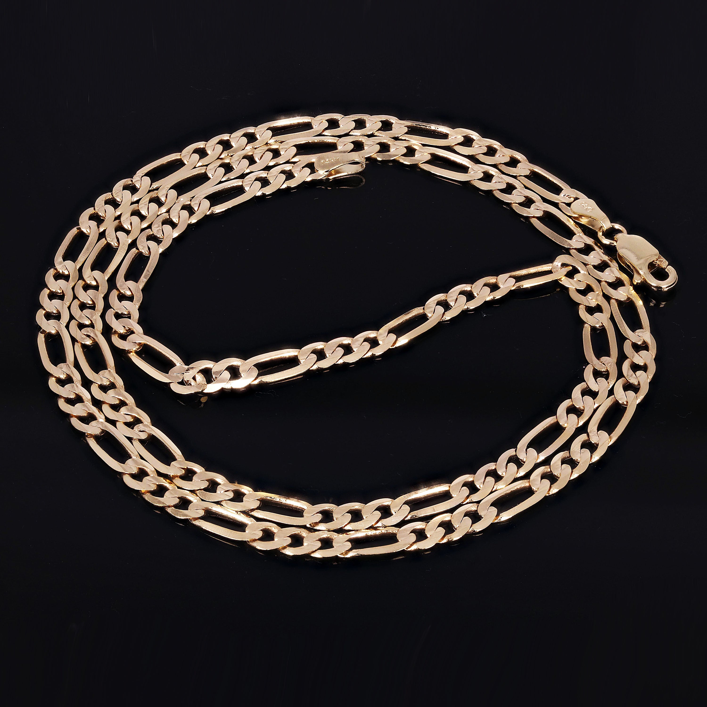 Italian 14k Yellow Gold Solid Figaro Chain Necklace 26" 3.2mm 11.8 grams