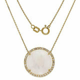 14k Yellow Gold Bezel-Set Round Opal Necklace with Diamond Halo 18" 3 grams