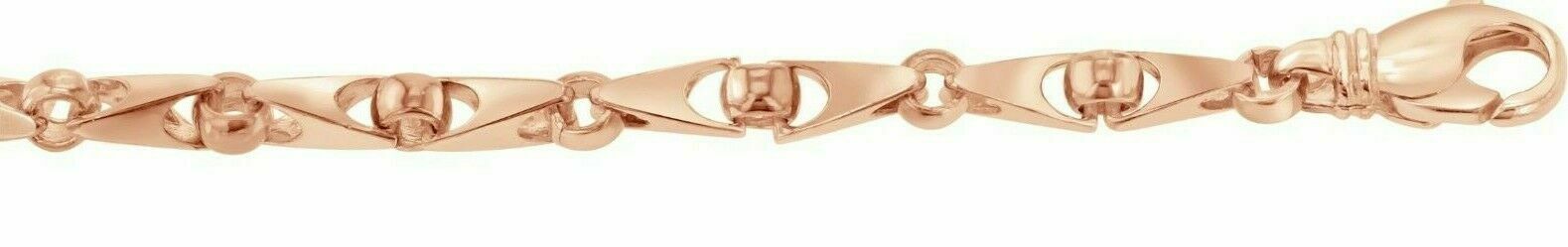 14k Rose Gold Handmade Fashion Link Bracelet 9" 5mm 22.5 grams - Rose,9"