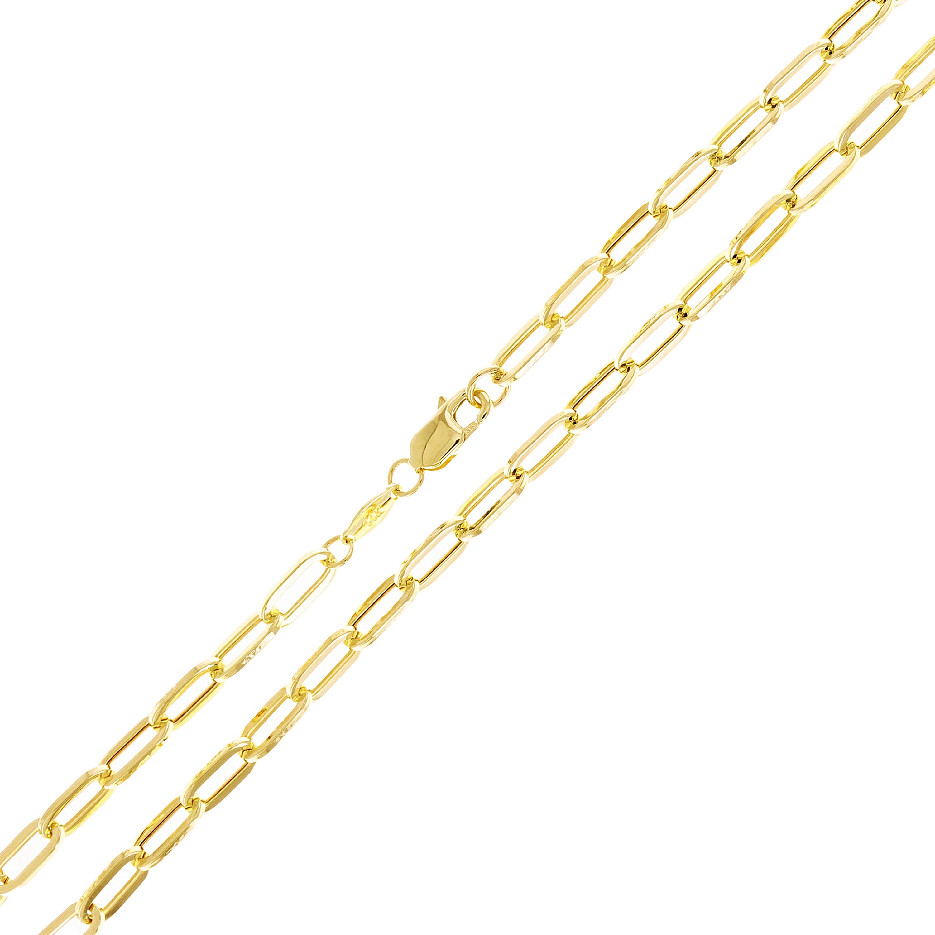Italian 14k Yellow Gold Hollow Paper Clip Link Chain Necklace 18" 4mm 5.8 grams - 18" 5.8 grams
