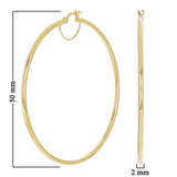 Italian 14k Yellow Gold High Polished Round Hoop Earrings 2mm 2" 2.8 grams