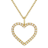 14k Yellow Gold 0.10ctw Natural Diamond Heart Charm Pendant Necklace 18" - Yellow
