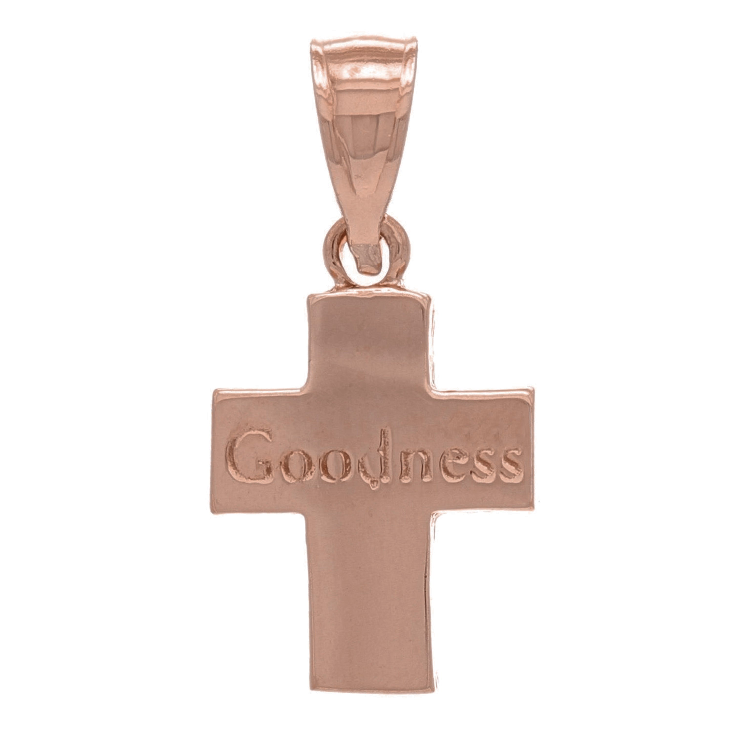 14k Rose Gold Goodness Religious Cross Charm Pendant 1.3 grams - Rose