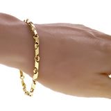 14k Yellow Gold Solid Handmade Fancy Link Bracelet 7" 5mm 12.4 grams - Yellow,7" 12.4 grams