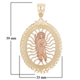 14k Yellow & Rose Gold Oval St. Jude Thaddeus Charm Pendant 2.3" 10 grams