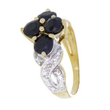 14k Yellow Gold Sapphire & Diamond Accent Cluster Ring Size 6.5