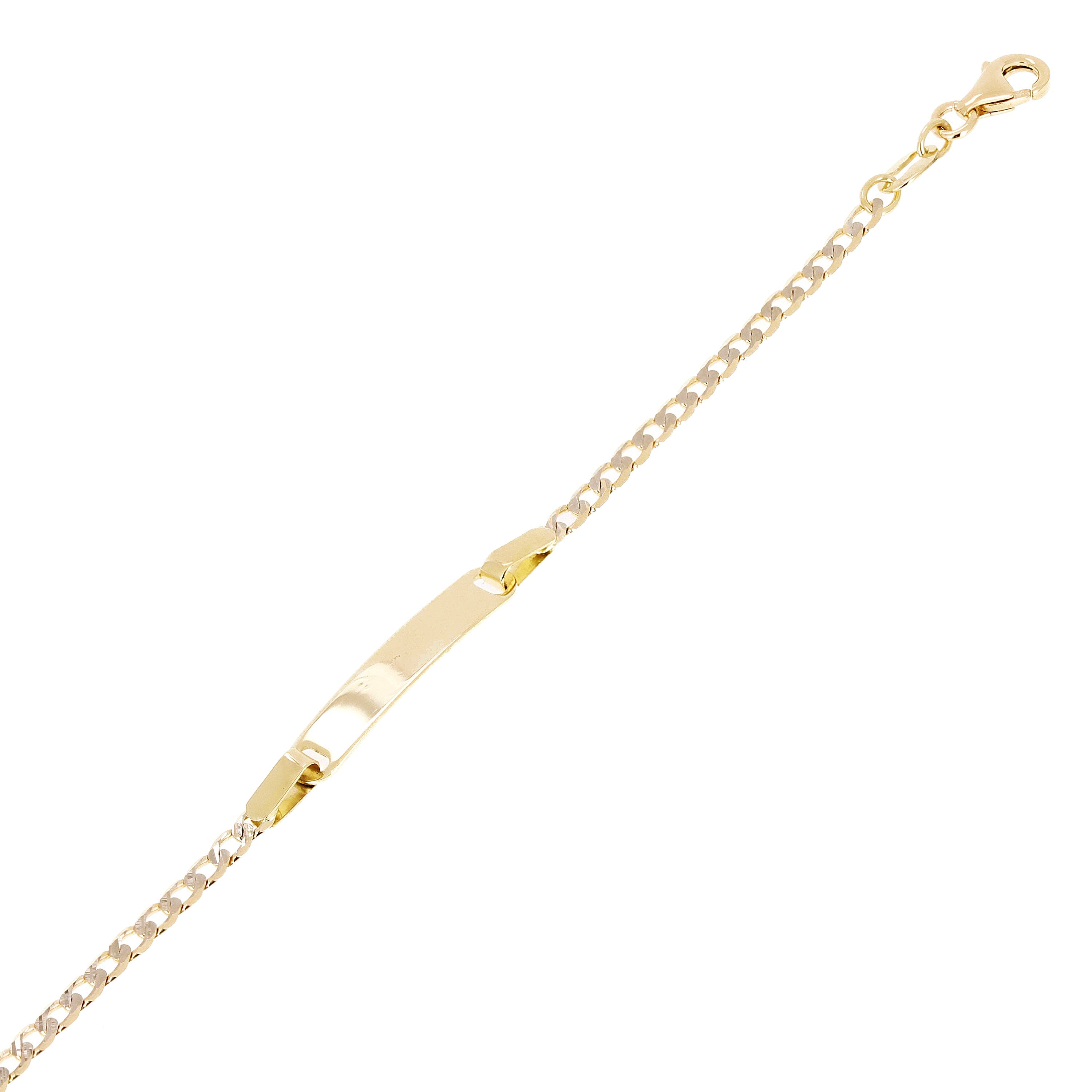 Italian 14k Two Tone Engravable Baby Kids Cuban ID Bracelet 5.5" 4mm 1.8 grams