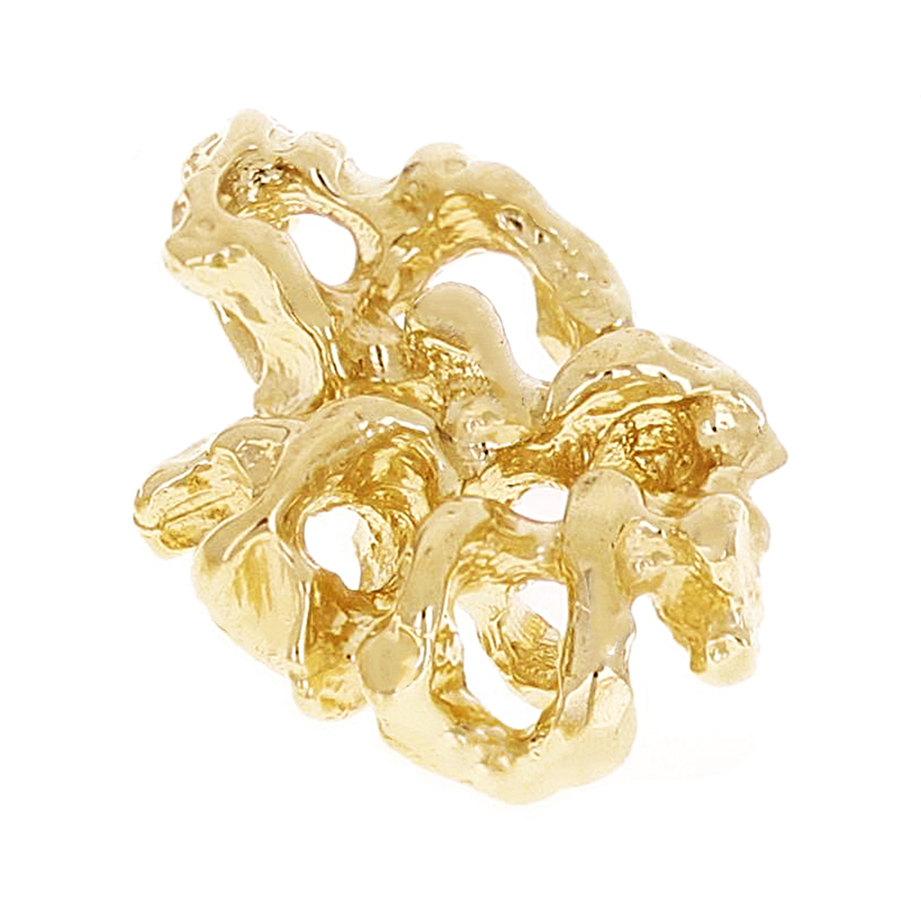 14k Yellow Gold Solid Free Form Nugget Charm Pendant 21.5x12.9mm 3.9 grams