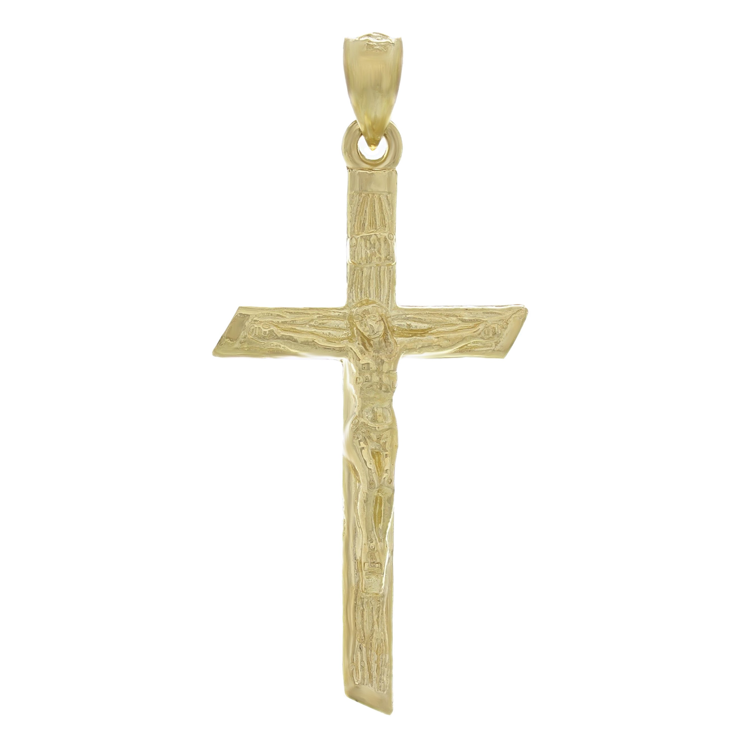 14k Yellow Gold Bark Tree Trunk Cross Crucifix Religious Charm Pendant 4.6 grams - Yellow