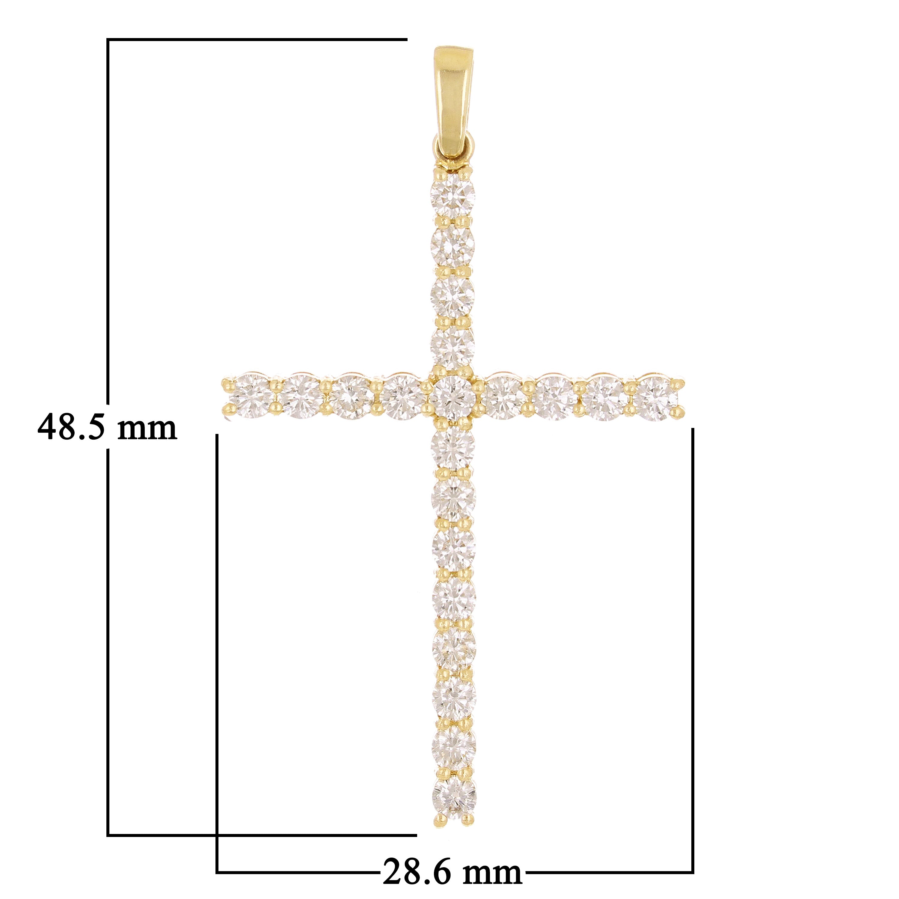14k Yellow Gold 1.76ctw Diamond Cross Pendant 1.9" 3.8 grams