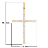 14k Yellow Gold 1.76ctw Diamond Cross Pendant 1.9" 3.8 grams