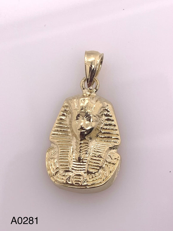 14k Yellow Gold Solid 3D Egyptian King Tut Pharaoh Charm Pendant 3.8 grams - Yellow