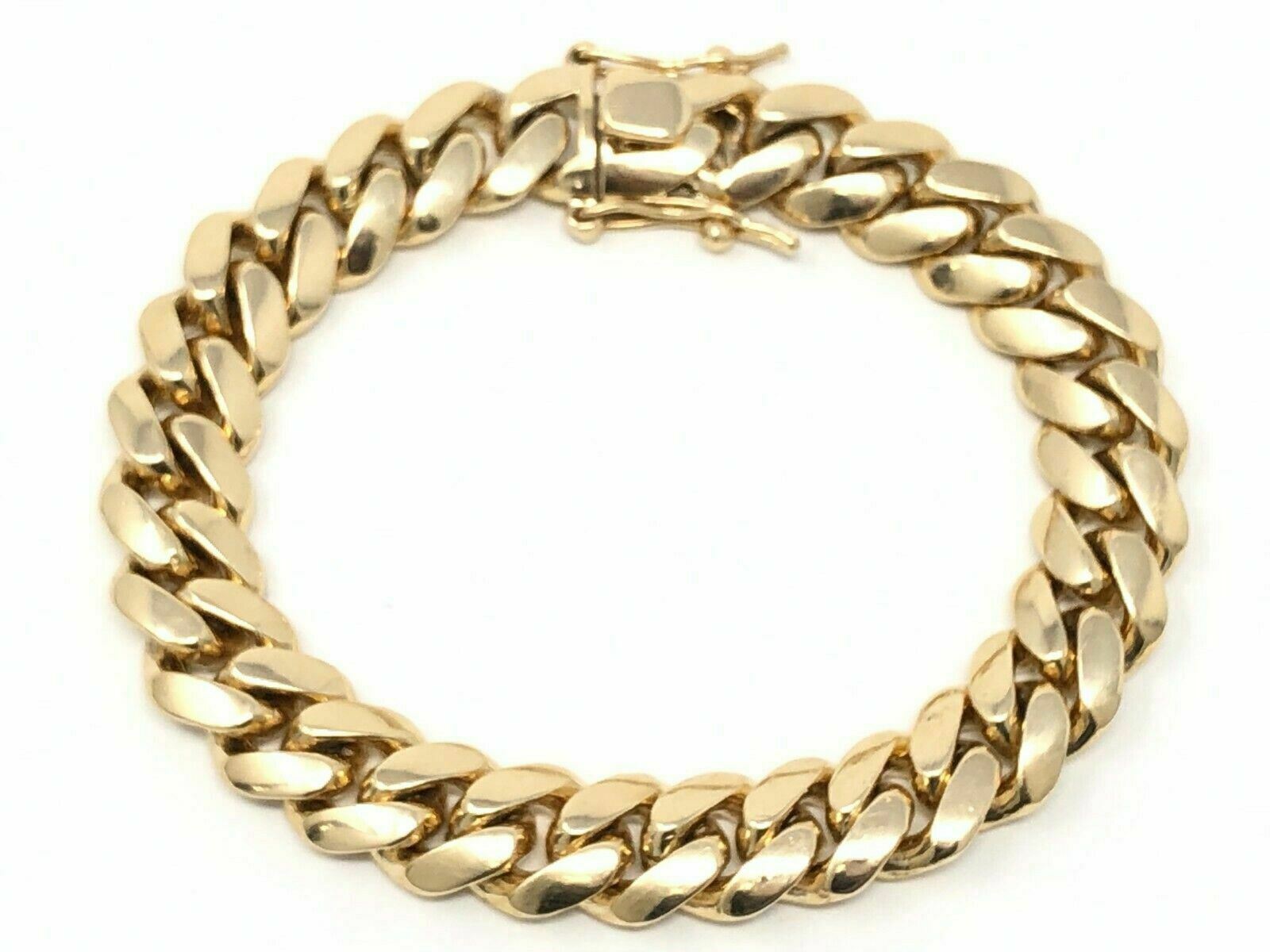 14k Yellow Gold Solid Miami Cuban Chain Bracelet 7" 11.5mm 74 grams