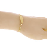 Italian 14k Two Tone Gold Engravable Baby Kids Cuban ID Bracelet 6" 2.3 grams