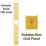 10k Yellow Gold Solid Chunky Nugget Wrist Watch Geneve Diamond Watch 7.5" 85.8 grams - Black 7.5" 85.8 grams