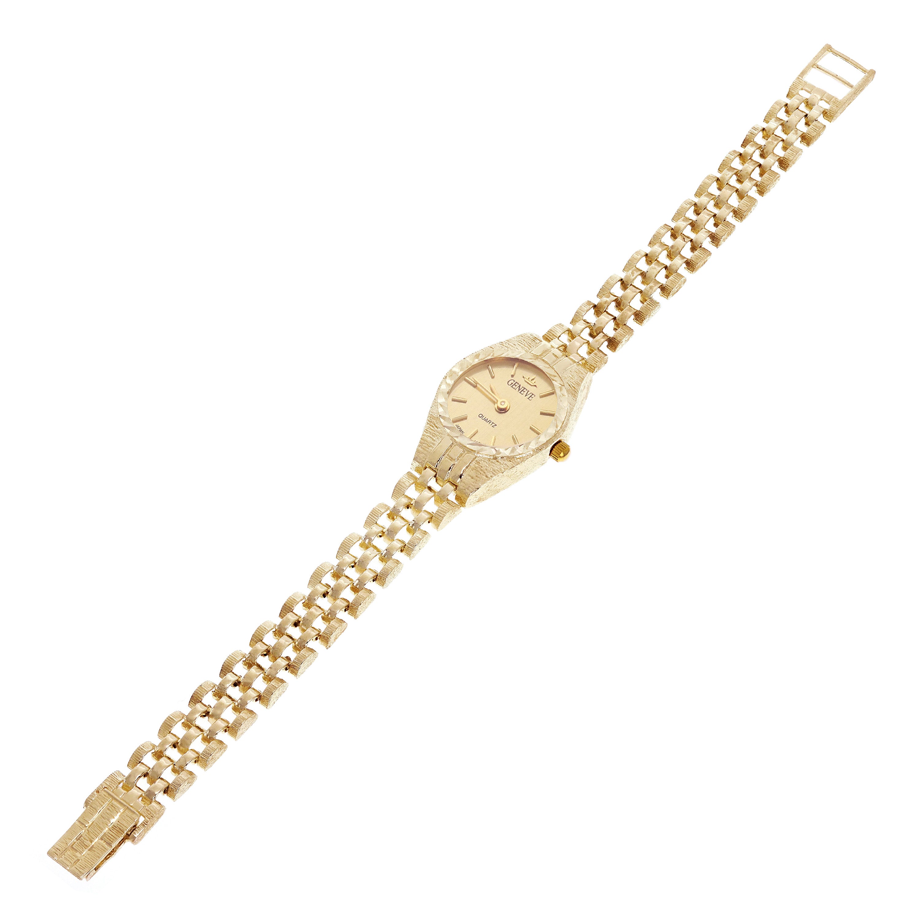 Women's 10k Yellow Gold Watch Link Geneve Wrist Watch 6-6.5" 21.6 grams - 6.5"