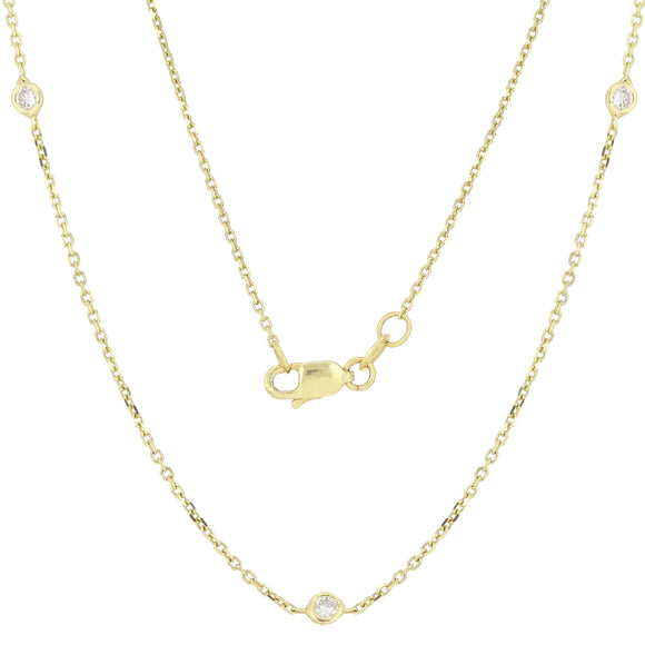 14k Yellow Gold 0.22ctw Diamond Rain Drop Accent Chain 18