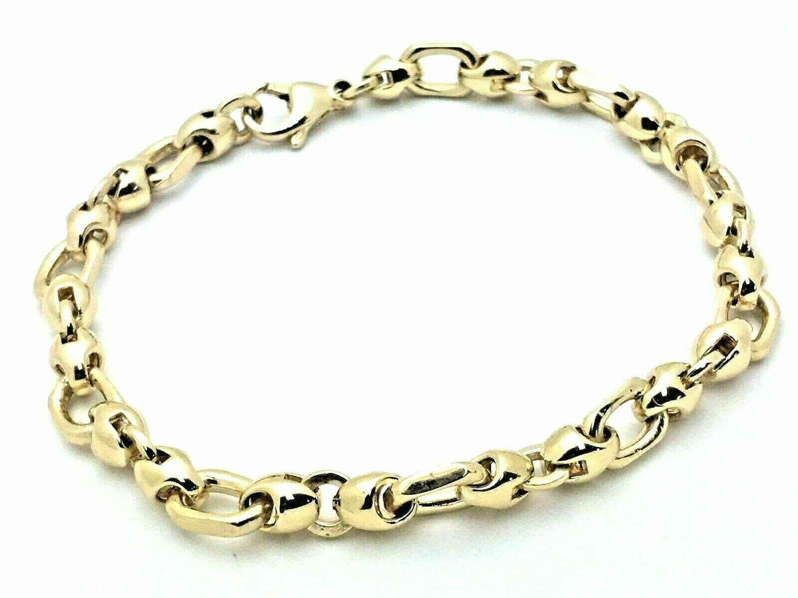 14k Yellow Gold Handmade Fashion Link Bracelet 8.5" 6.9mm 28.3 grams